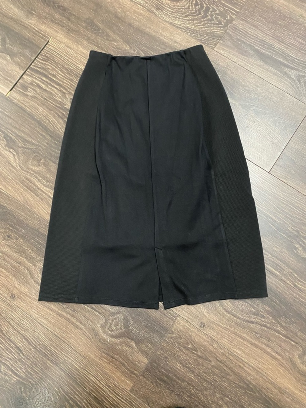 Ruby Ribbon Black Stretch Tummy Control Lined Skirt Faux Wrap Look - Small